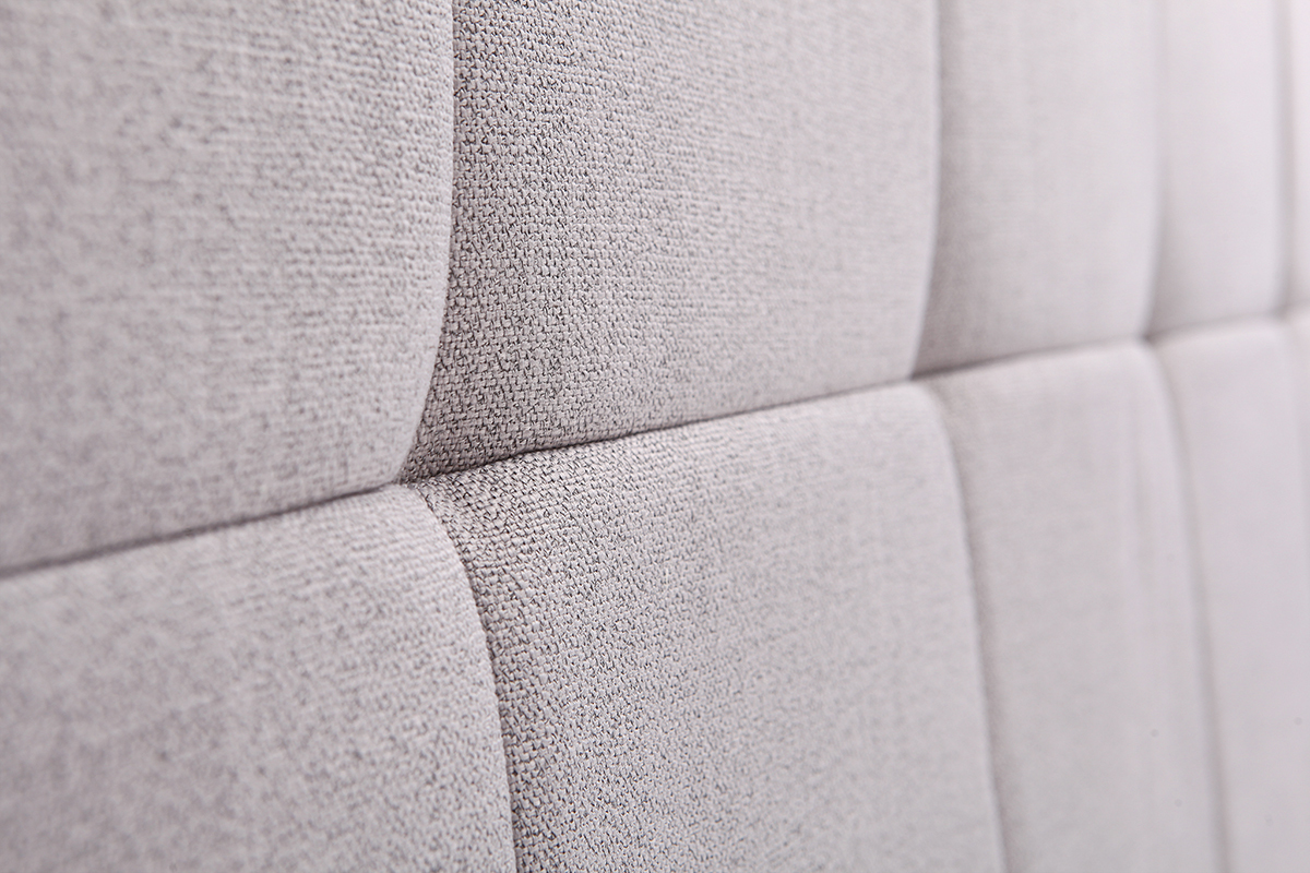 T�te de lit classique tissu gris clair 140 cm CLOVIS