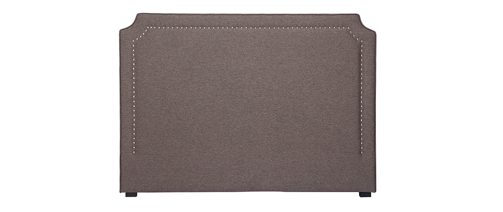 T�te de lit clout�e en tissu gris fonc� L166 cm BARDOT