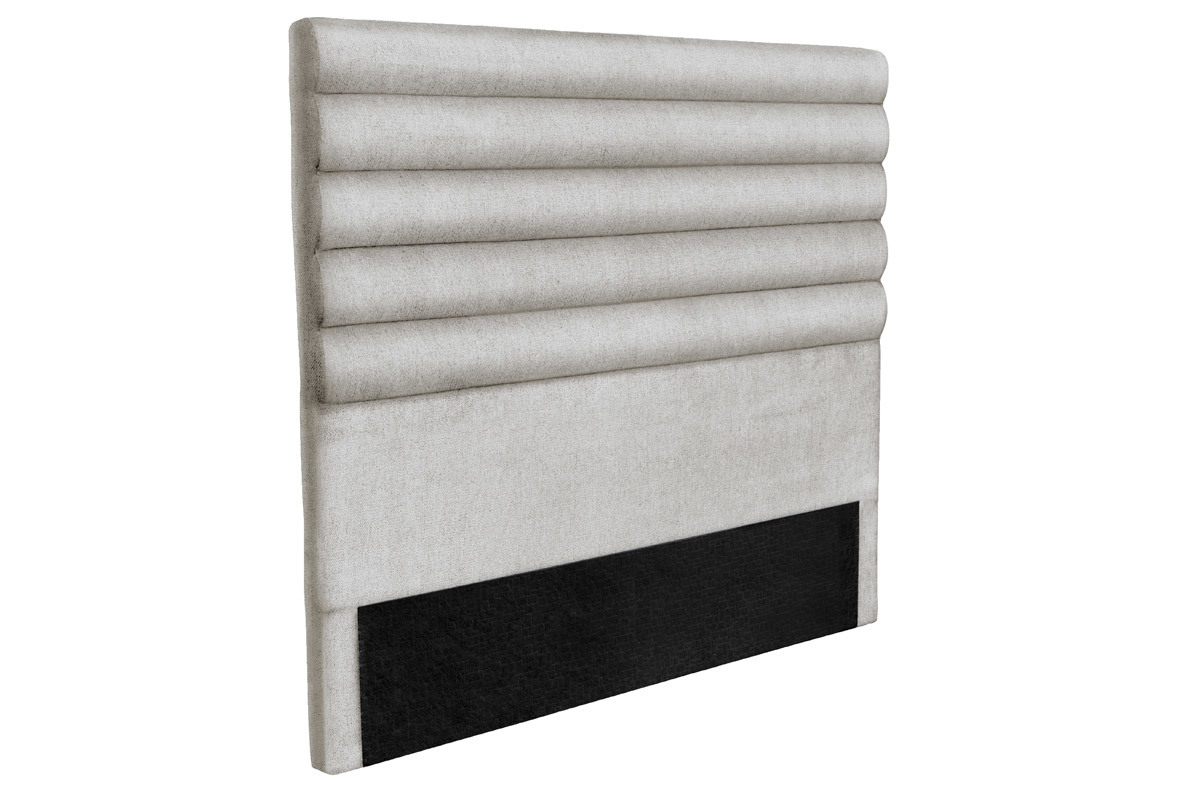 T�te de lit design en tissu gris clair 140 cm HORIZON