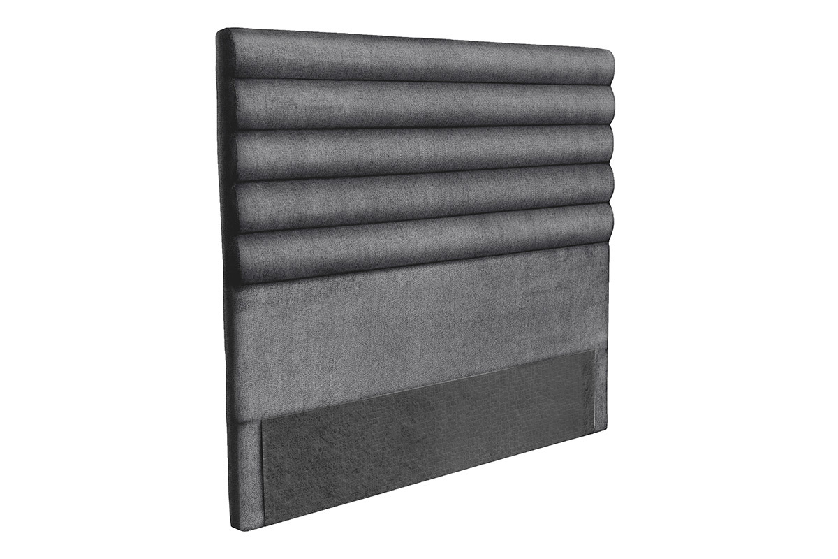 T�te de lit design en tissu gris fonc� 140 cm HORIZON