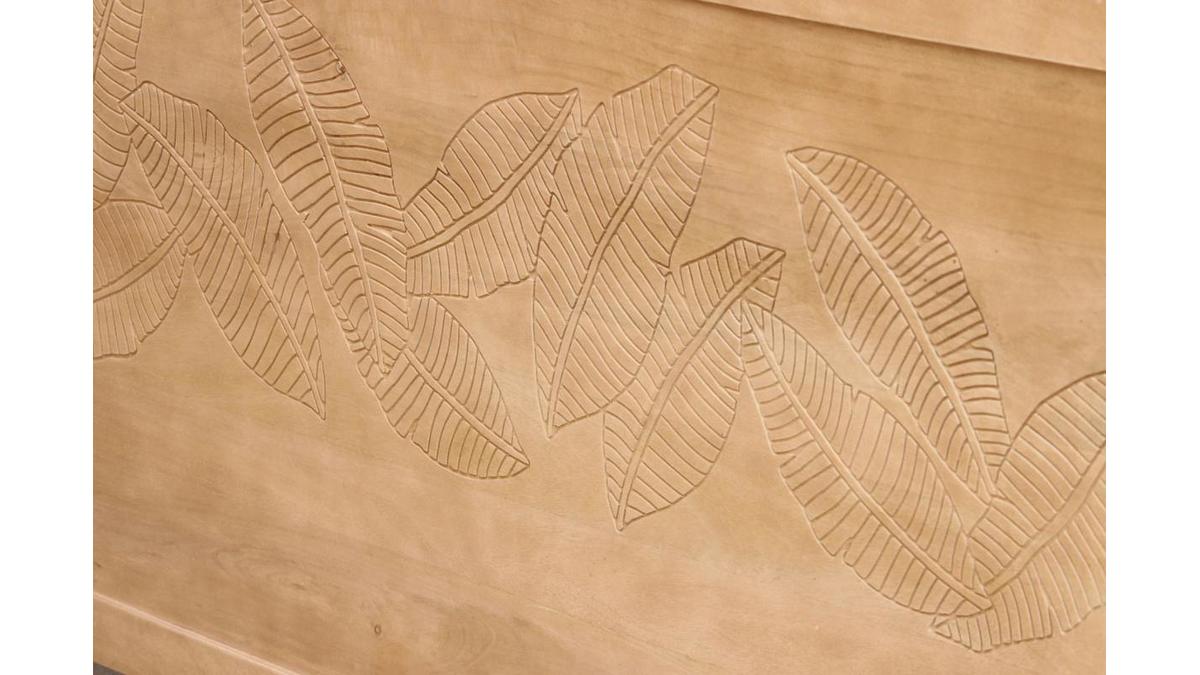 Tête de lit en bois manguier massif gravé L165 cm VIBES