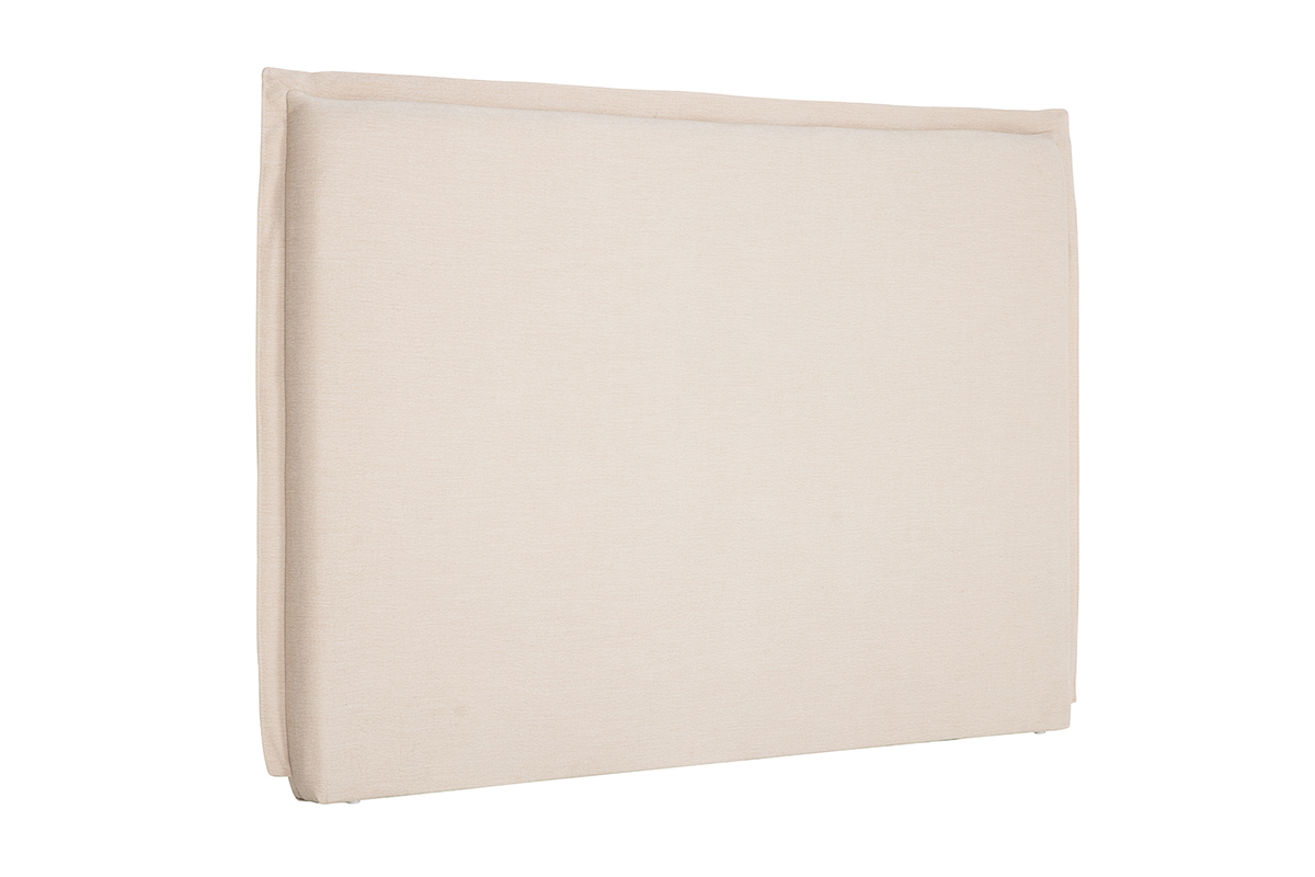 Tte de lit en tissu effet lin beige L160 cm PIA