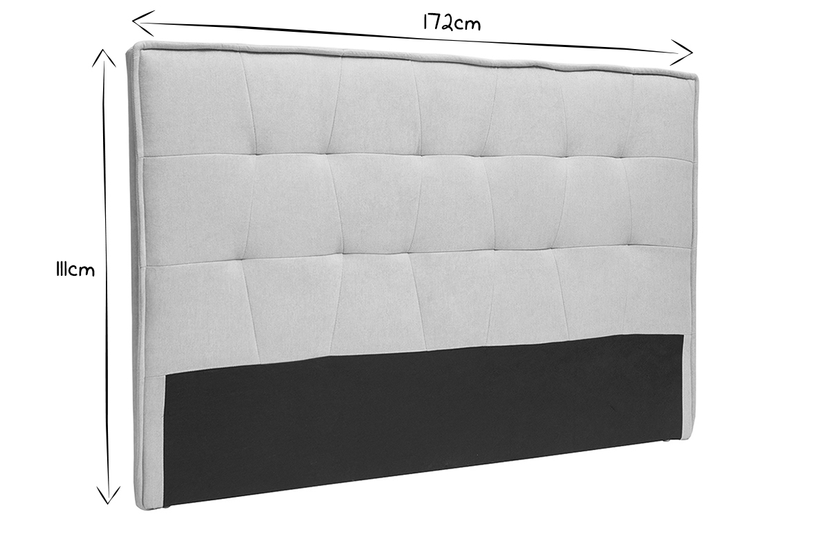 T�te de lit en tissu effet velours gr�ge L170 cm SUKA