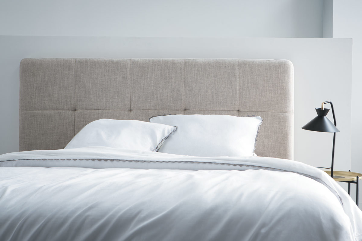 Tte de lit en tissu effet velours jaune moutarde L160 cm CLOVIS