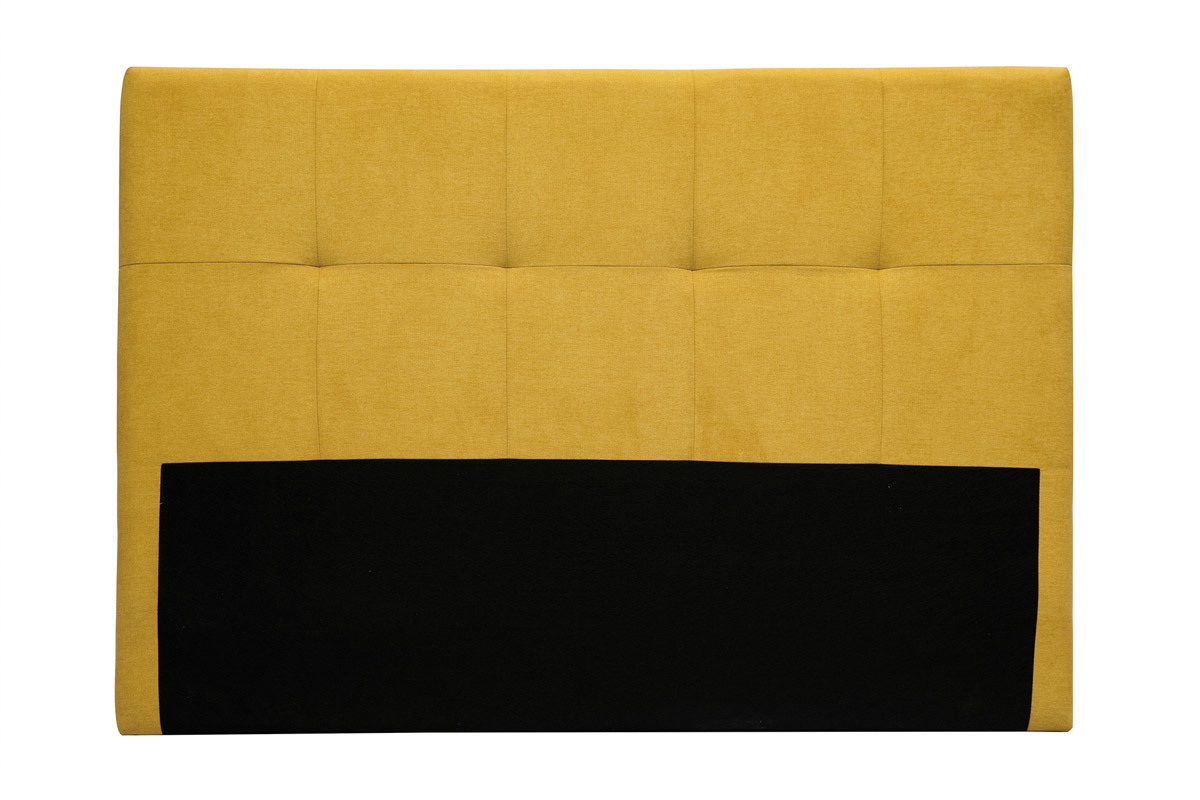 Tte de lit en tissu effet velours jaune moutarde L160 cm CLOVIS