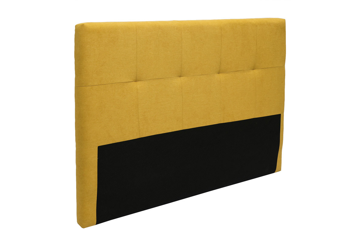 Tte de lit en tissu effet velours jaune moutarde L160 cm CLOVIS