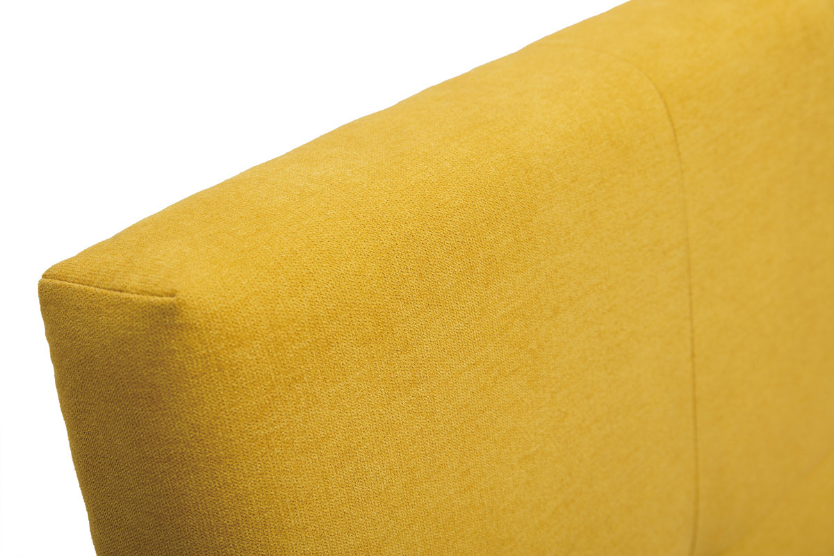 Tte de lit en tissu effet velours jaune moutarde L160 cm CLOVIS
