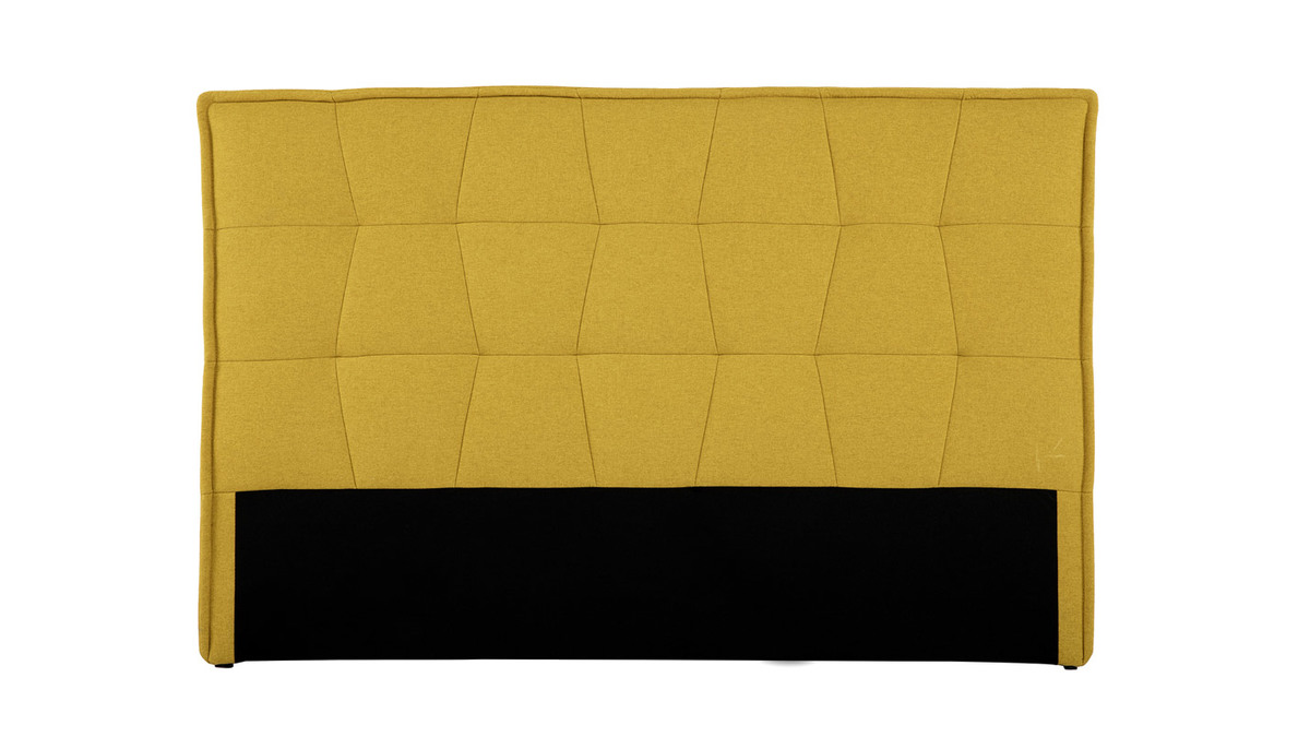 Tte de lit en tissu effet velours jaune moutarde L170 cm SUKA