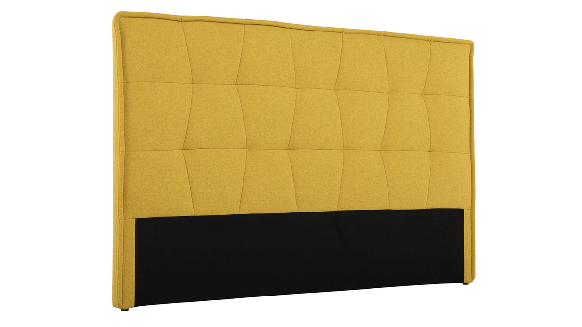 Tte de lit en tissu effet velours jaune moutarde L170 cm SUKA