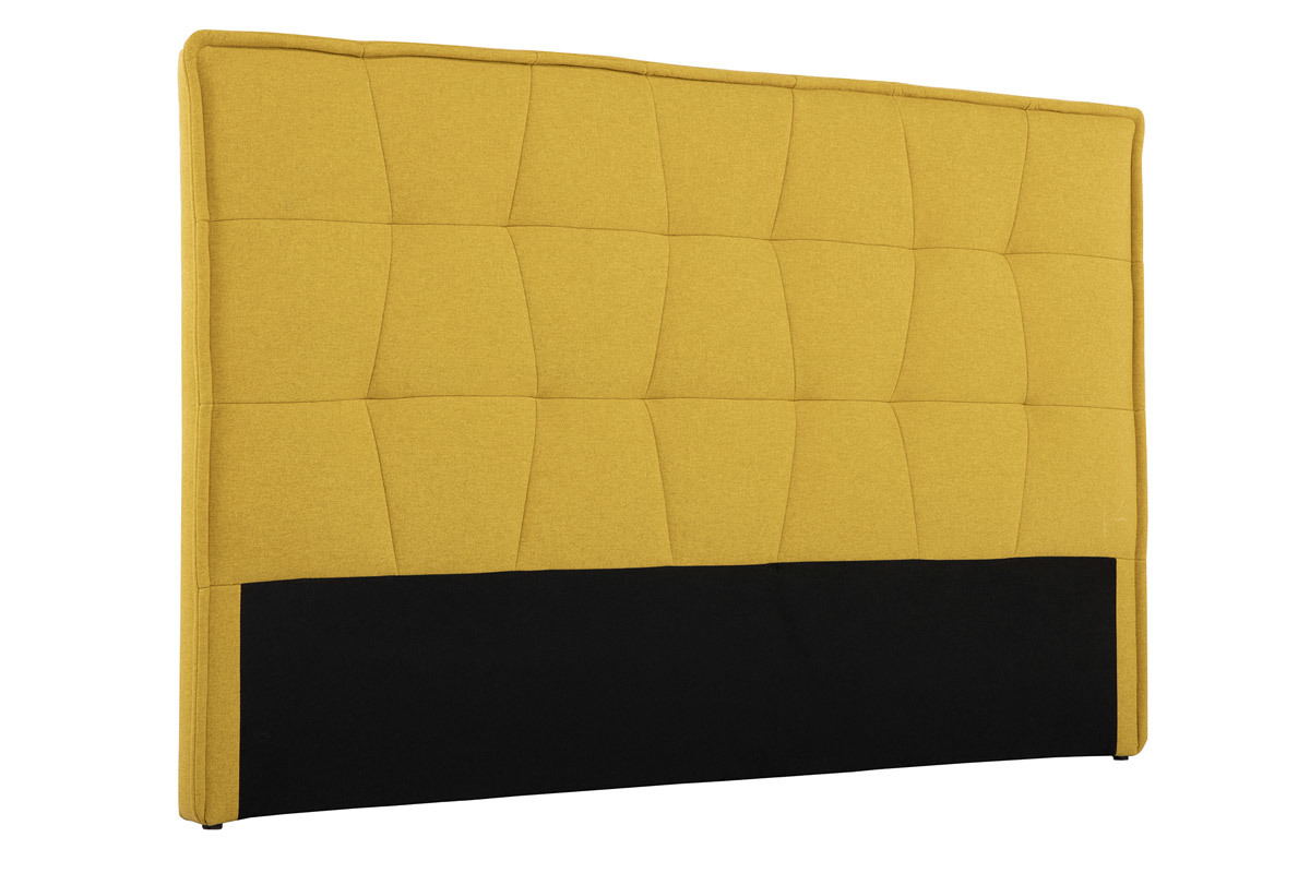 Tte de lit en tissu effet velours jaune moutarde L170 cm SUKA