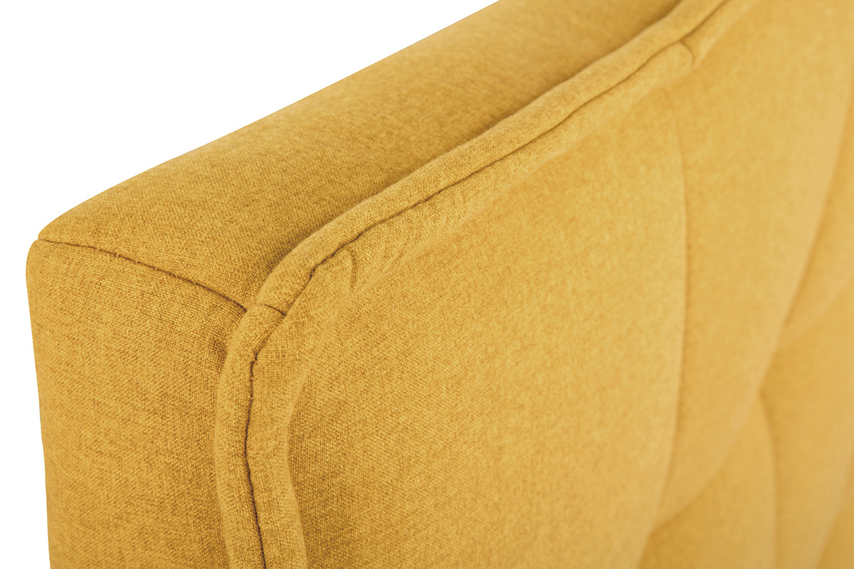 Tte de lit en tissu effet velours jaune moutarde L170 cm SUKA