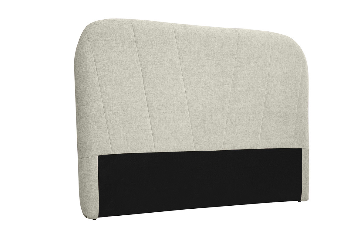 T�te de lit en tissu effet velours textur� beige L169 cm ALANIS