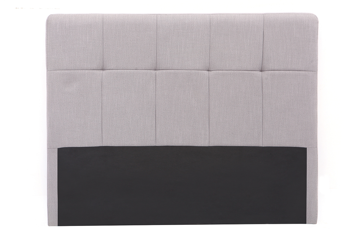 T�te de lit en tissu gris clair L160 cm CLOVIS