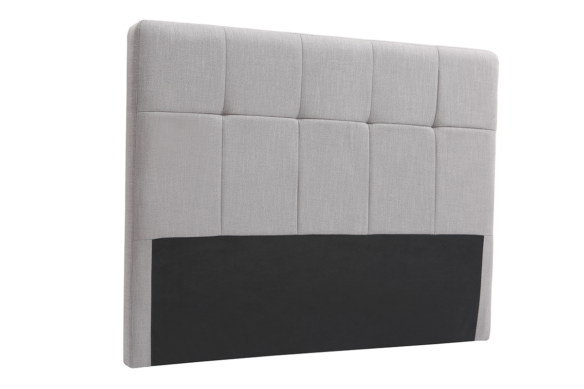 T�te de lit en tissu gris clair L160 cm CLOVIS