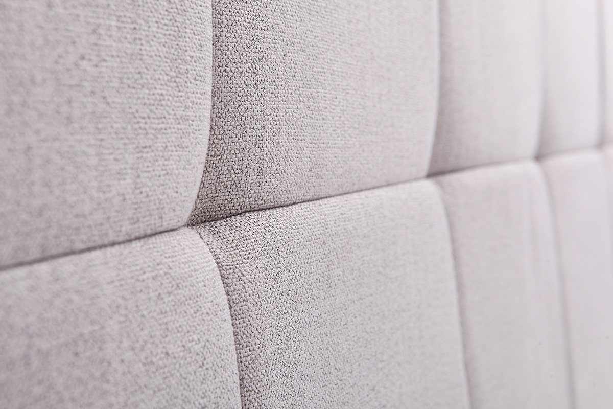 T�te de lit en tissu gris clair L160 cm CLOVIS