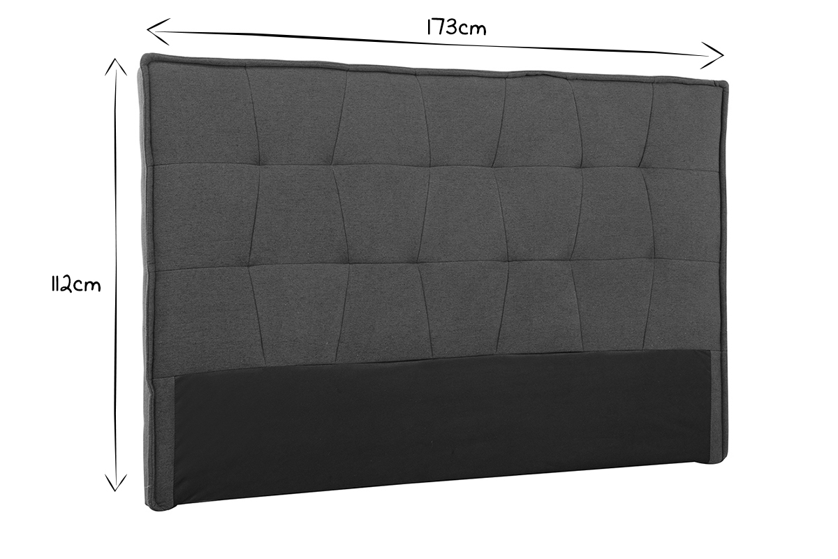 T�te de lit en tissu gris fonc� L170 cm SUKA