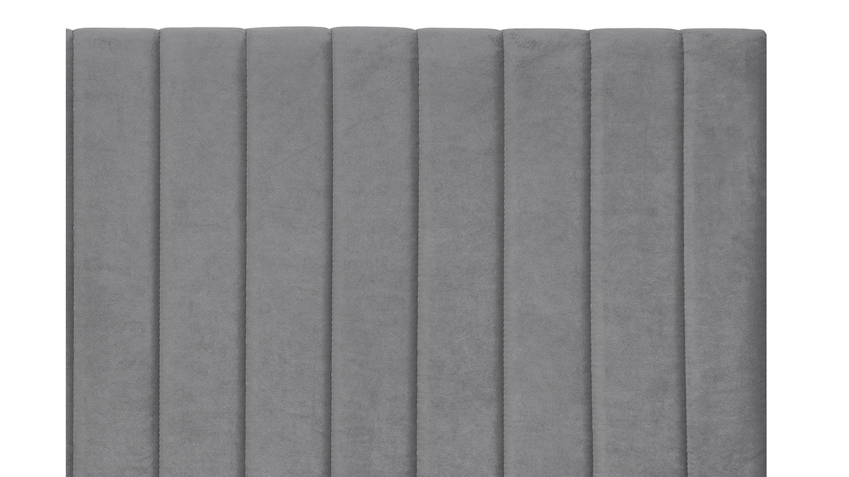 Tte de lit en tissu velours gris fonc L170 cm NEHA