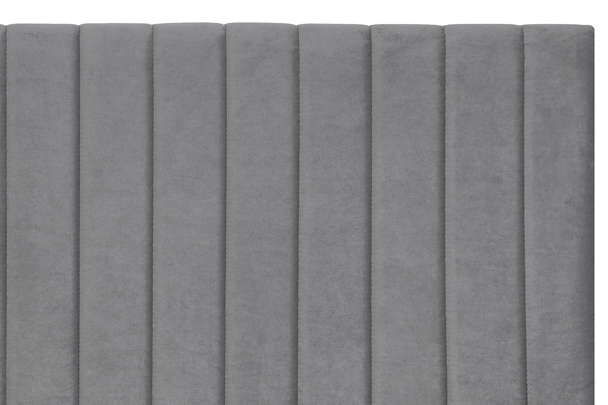 T�te de lit en tissu velours gris fonc� L170 cm NEHA