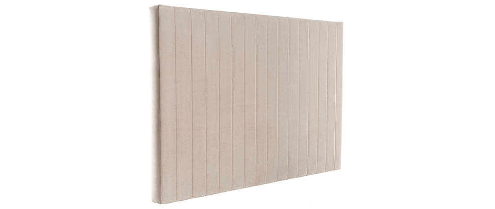 T�te de lit en velours beige gris� L170 cm NEHA