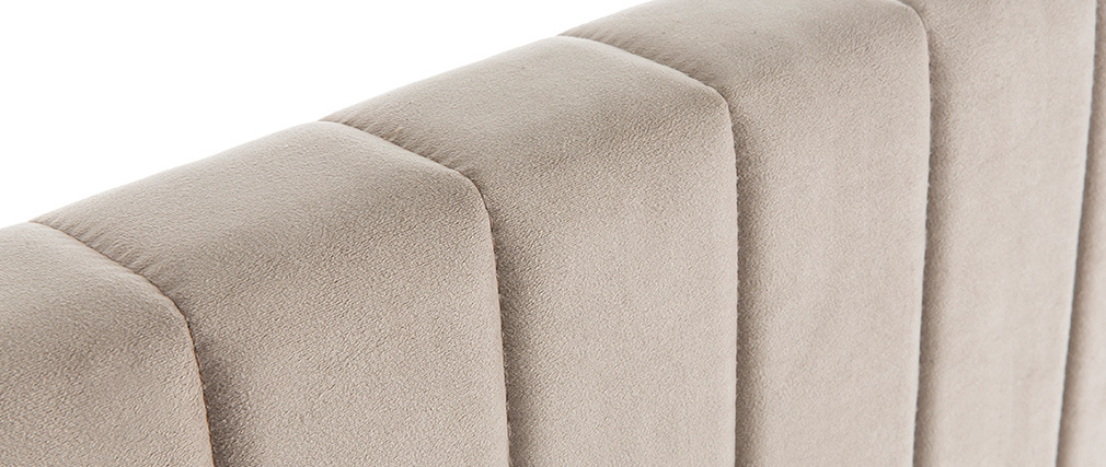T�te de lit en velours beige gris� L170 cm NEHA