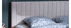 T&ecirc;te de lit en velours beige gris&eacute; L170 cm NEHA
