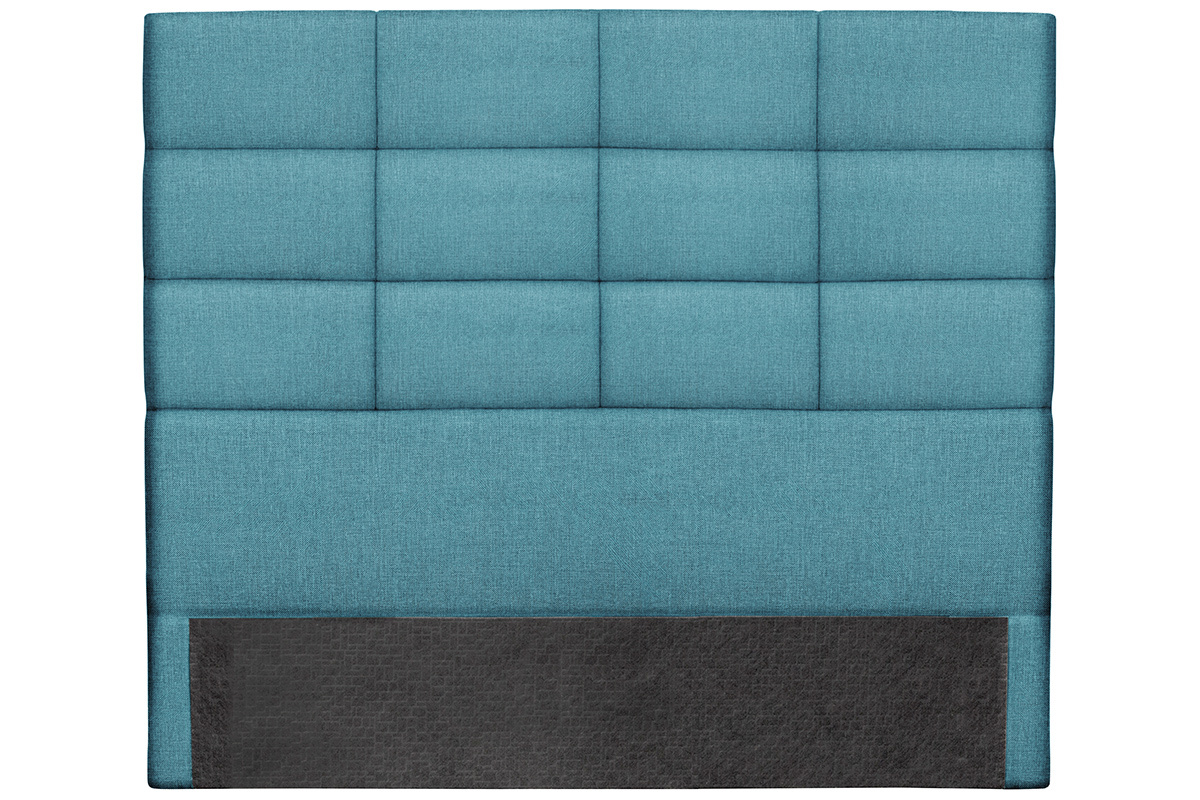 T�te de lit moderne en tissu bleu canard L160 cm ANATOLE