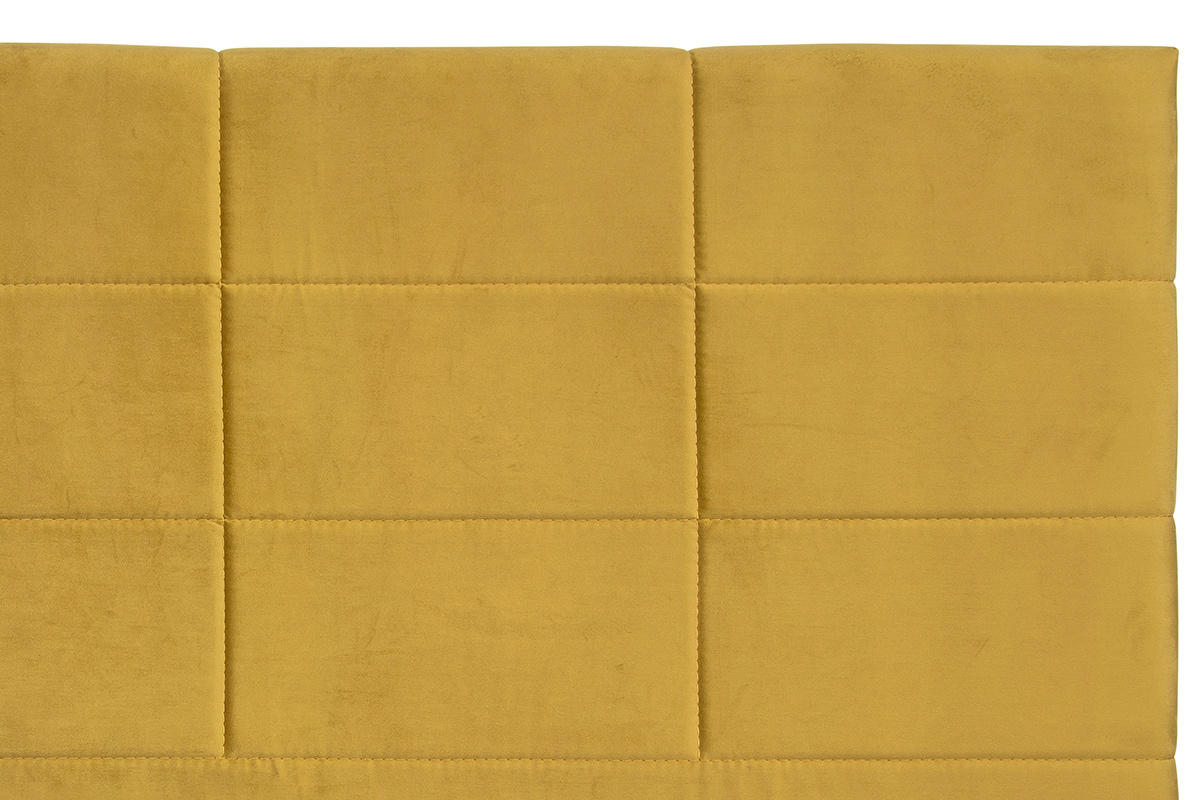 Tte de lit moderne en tissu velours jaune moutarde L160 cm ANATOLE
