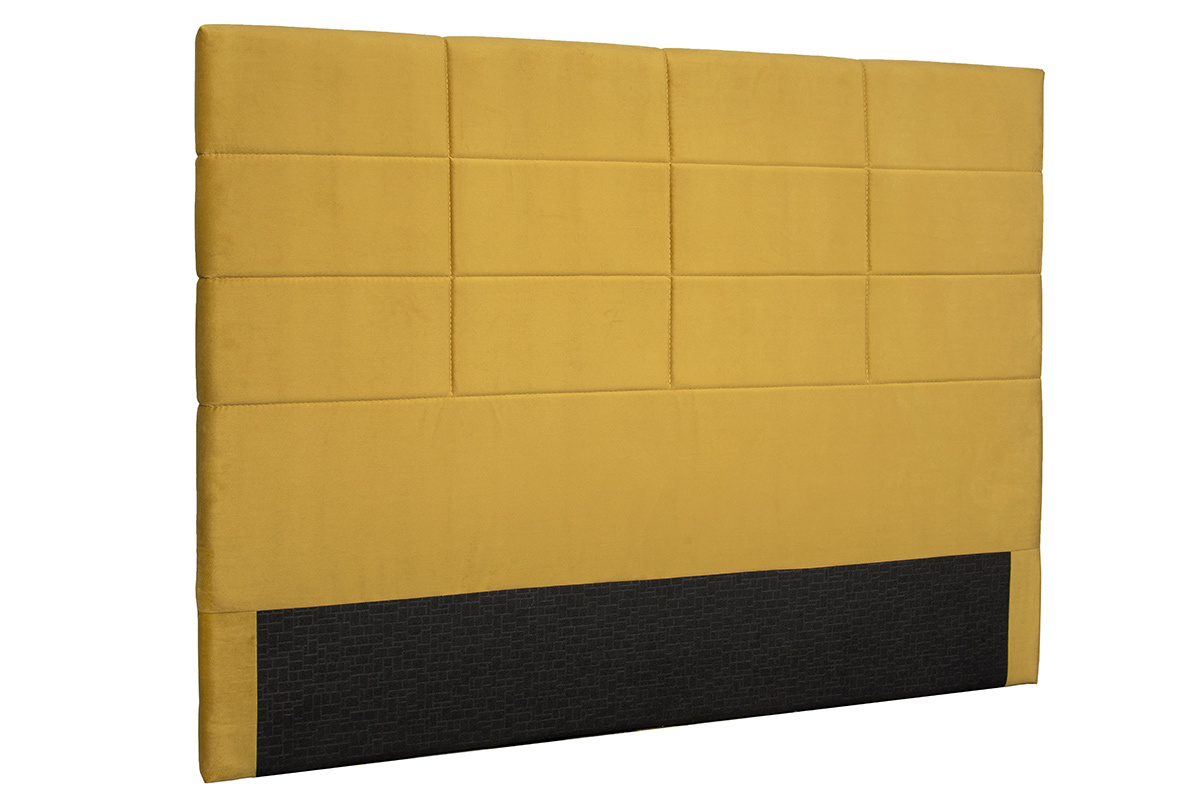 Tte de lit moderne en tissu velours jaune moutarde L160 cm ANATOLE