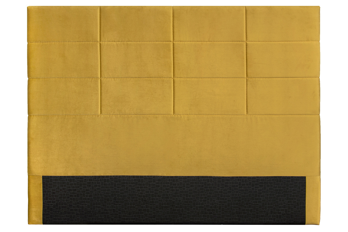 Tte de lit moderne en tissu velours jaune moutarde L160 cm ANATOLE