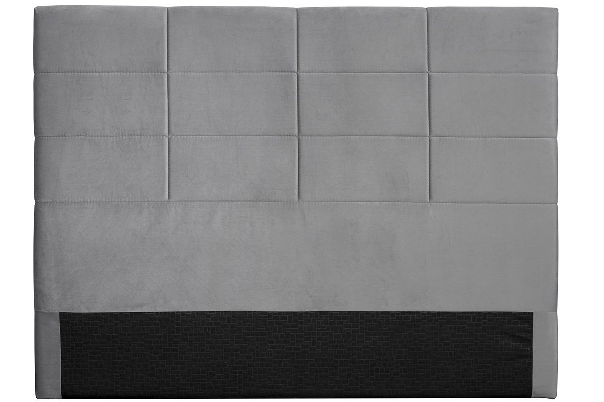 T�te de lit moderne en velours gris 160 cm ANATOLE