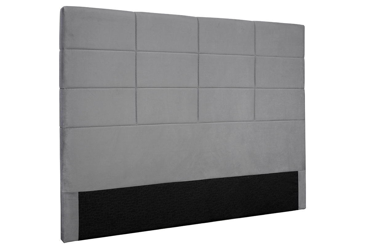 T�te de lit moderne en velours gris 160 cm ANATOLE
