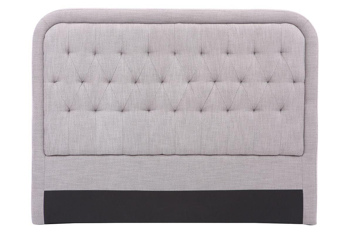 T�te de lit tissu gris clair 160cm LOUIS