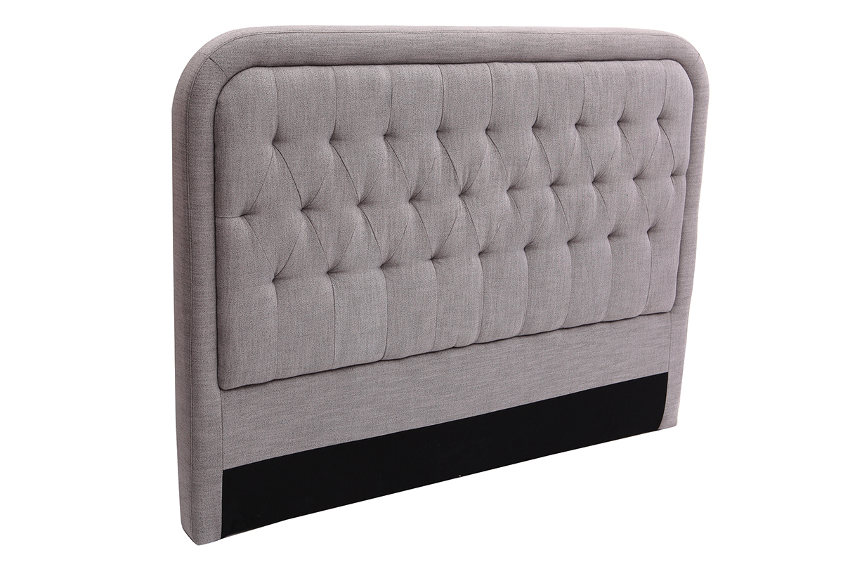 T�te de lit tissu gris clair 160cm LOUIS