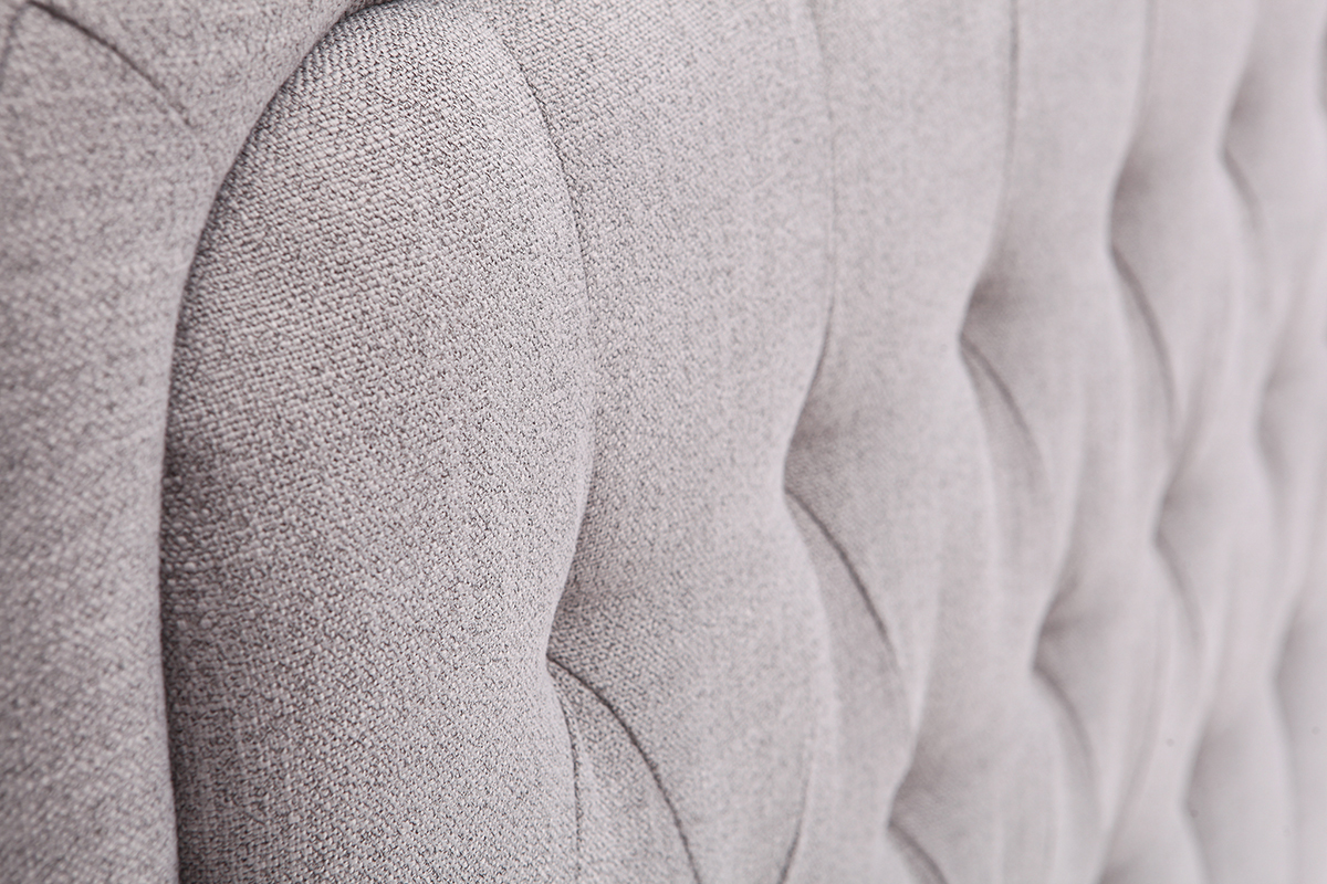 T�te de lit tissu gris clair 160cm LOUIS