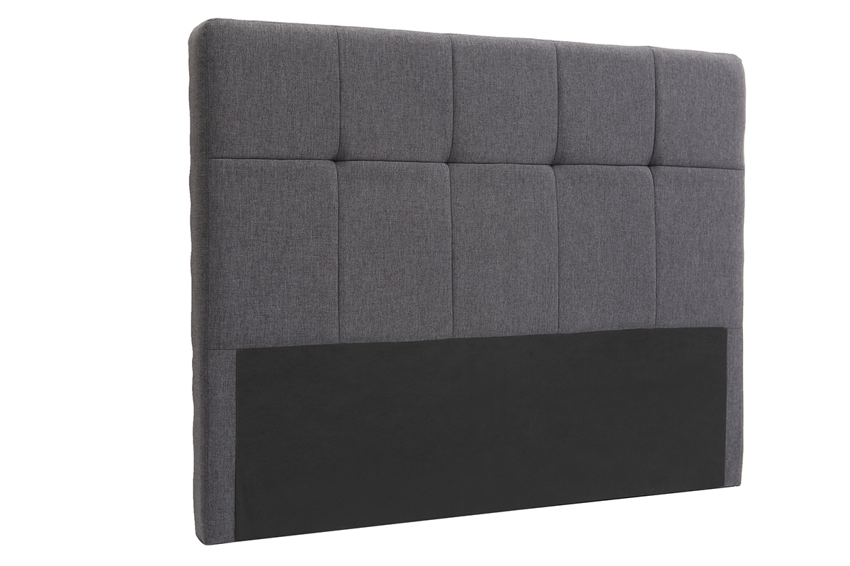 Tte de lit tissu gris fonc 160 cm CLOVIS