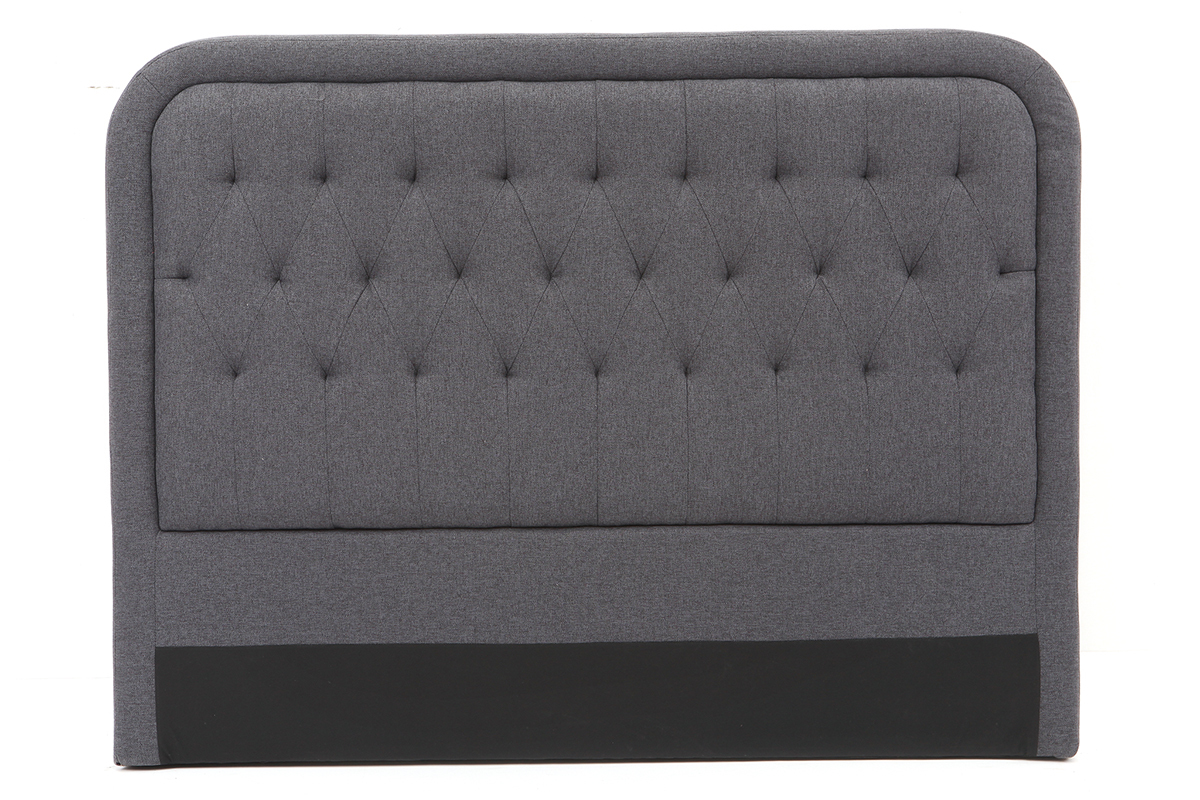 T�te de lit tissu gris fonc� 160 cm LOUIS