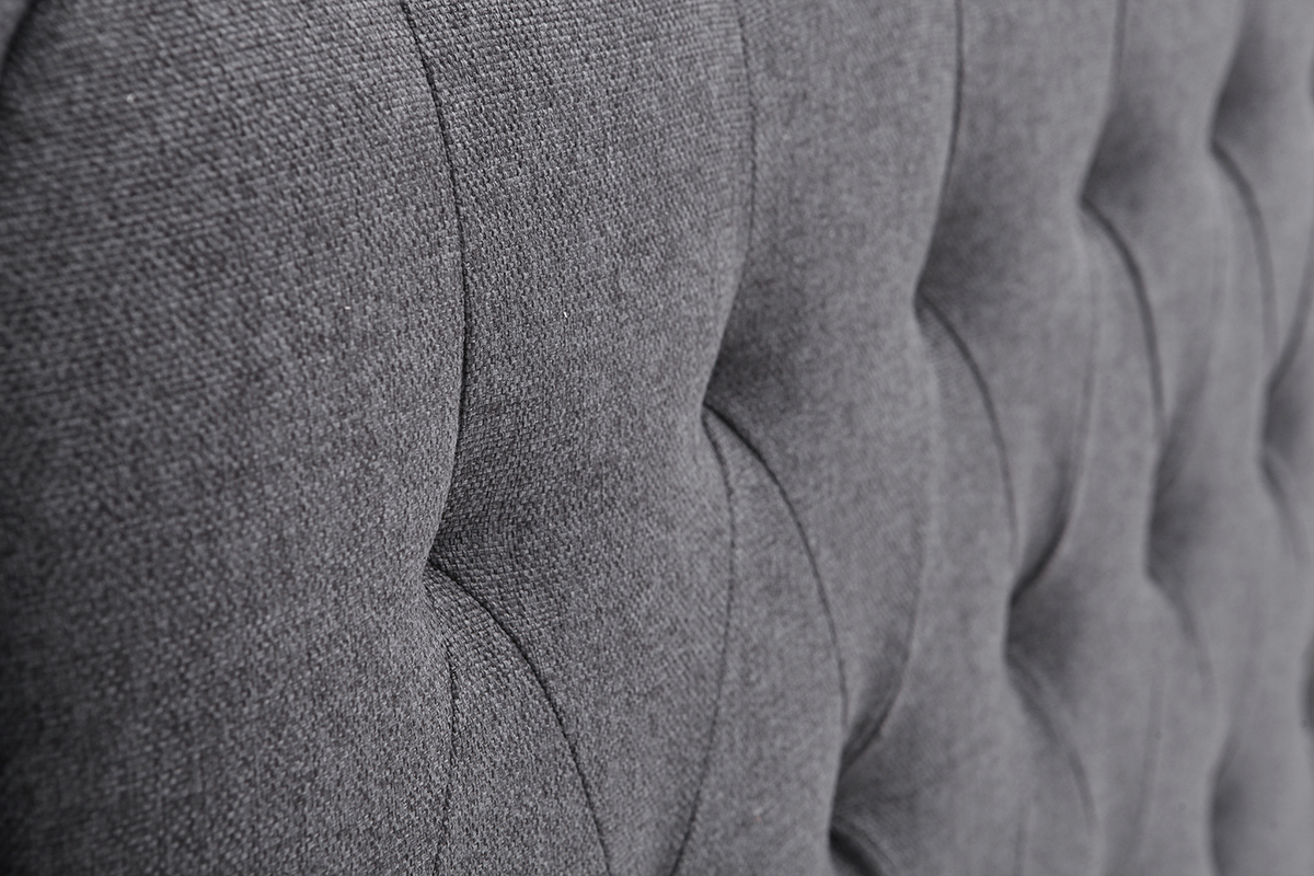 T�te de lit tissu gris fonc� 160 cm LOUIS