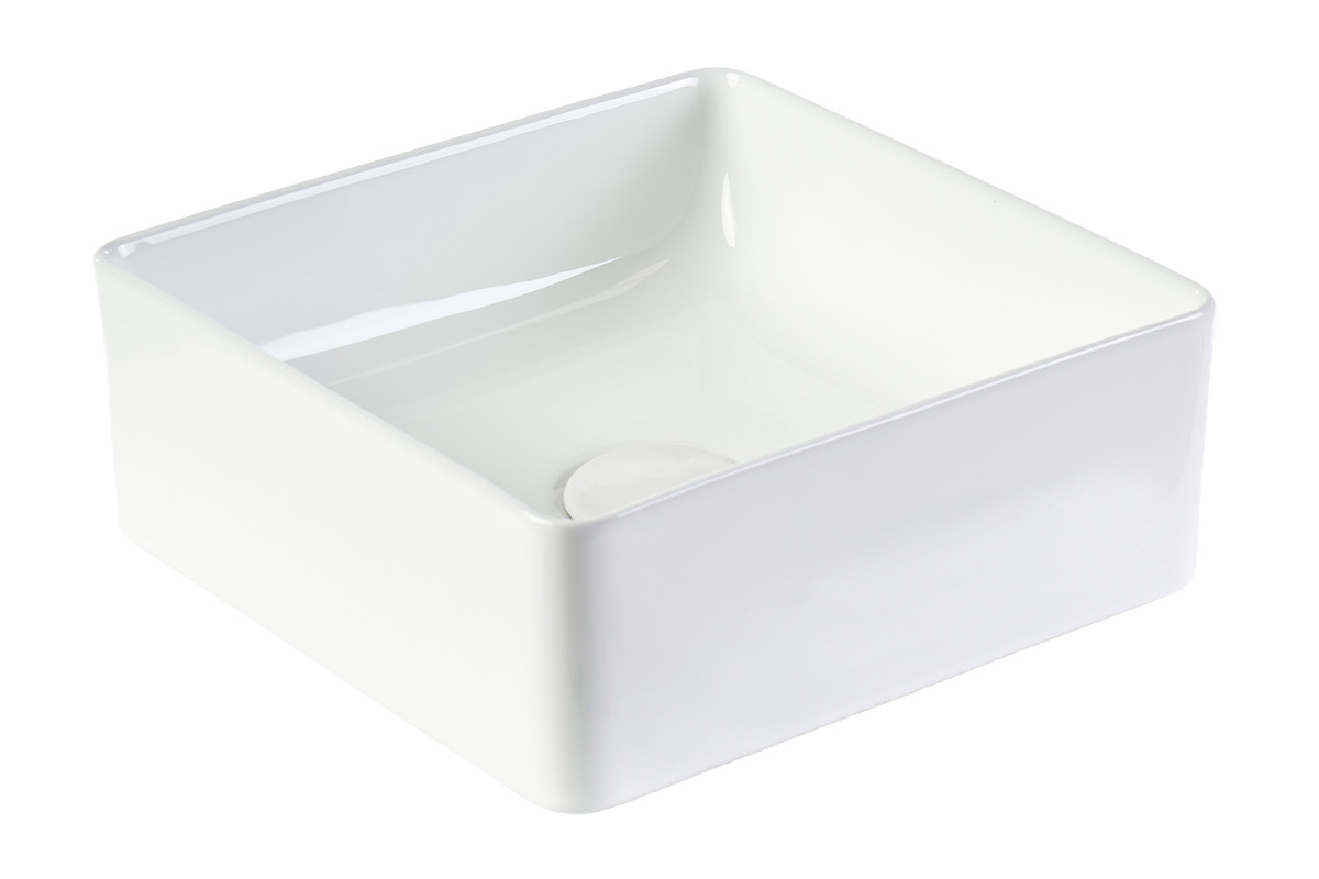 Vasque carr�e en c�ramique blanche L30.5 cm CLEMI