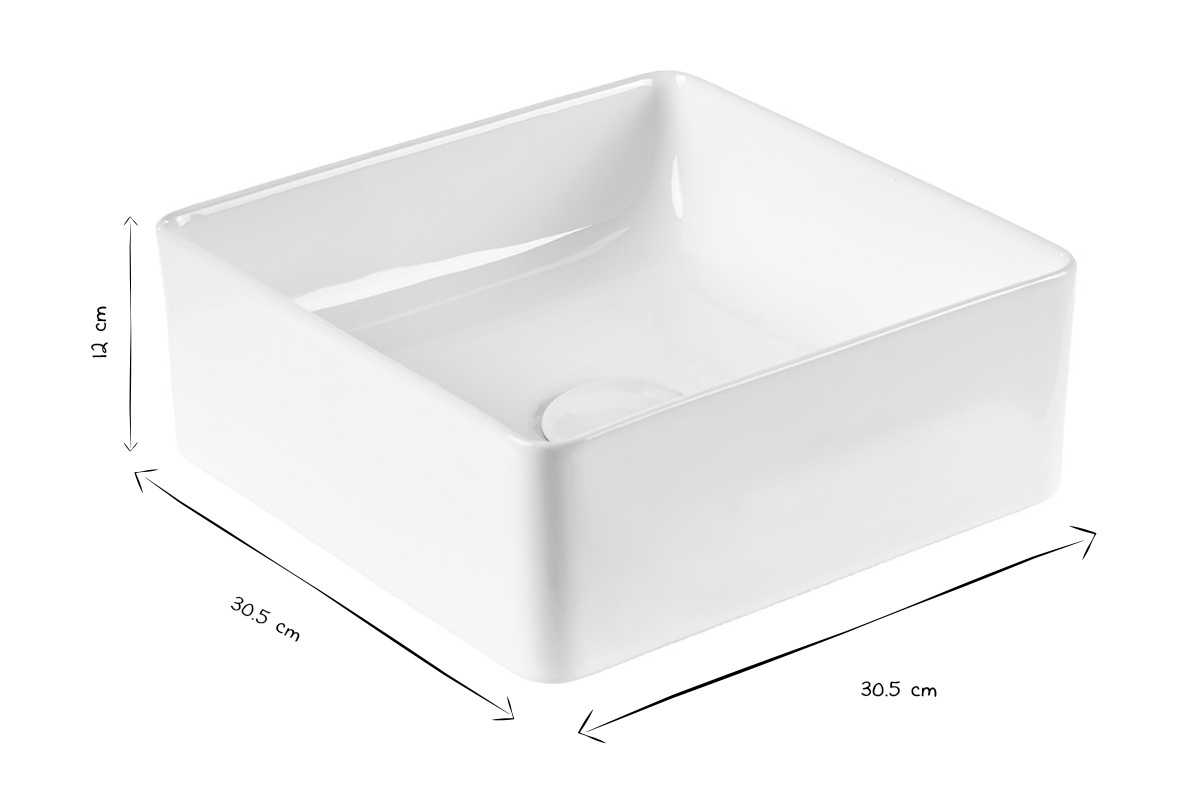 Vasque carr�e en c�ramique blanche L30.5 cm CLEMI