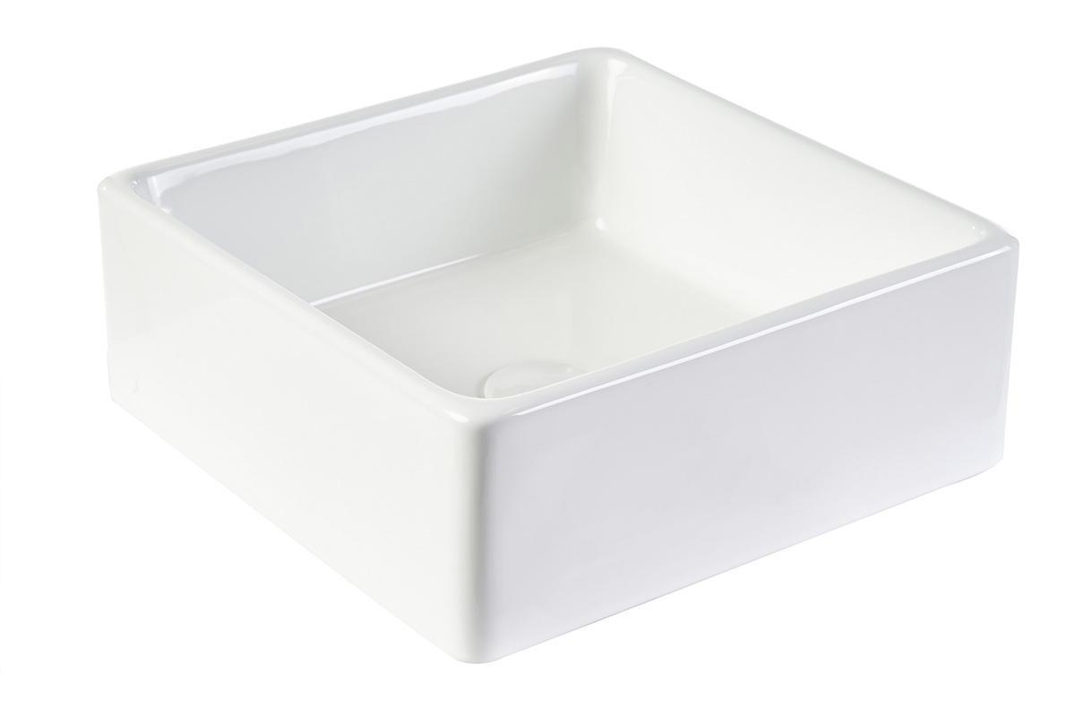 Vasque carr�e en c�ramique blanche L39 cm MILA