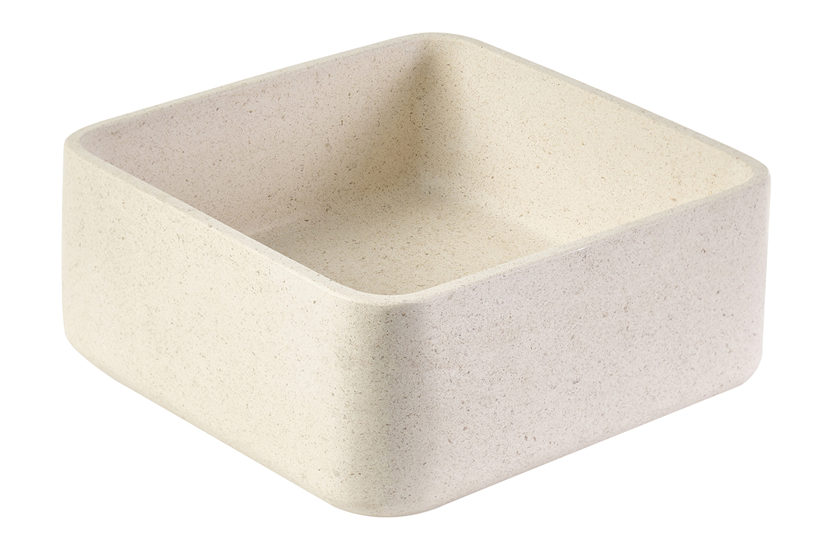 Vasque carr�e en pierre naturelle beige L30 cm FENG