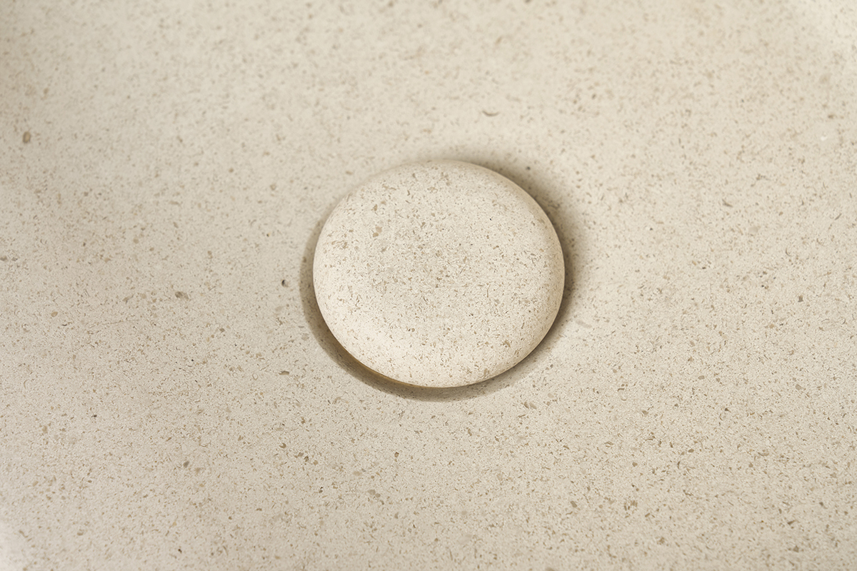 Vasque carr�e en pierre naturelle beige L30 cm FENG