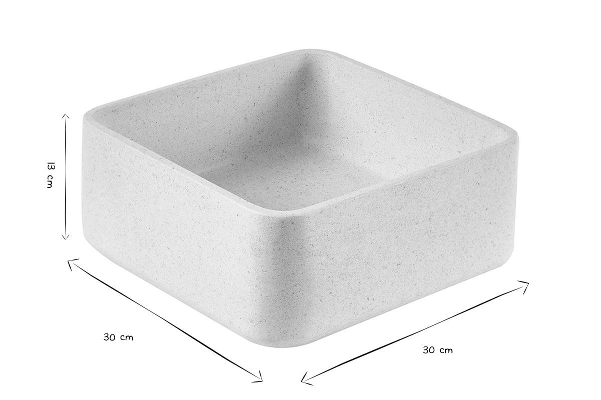 Vasque carr�e en pierre naturelle beige L30 cm FENG