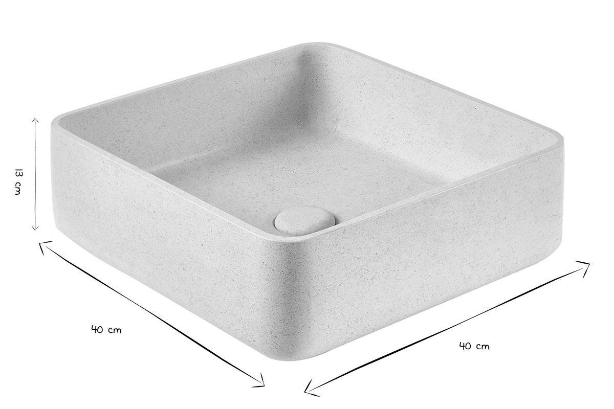 Vasque carr�e en pierre naturelle beige L40 cm FENG