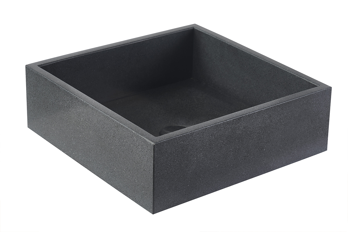 Vasque carr�e en terrazzo noir L40 cm LOUSSA