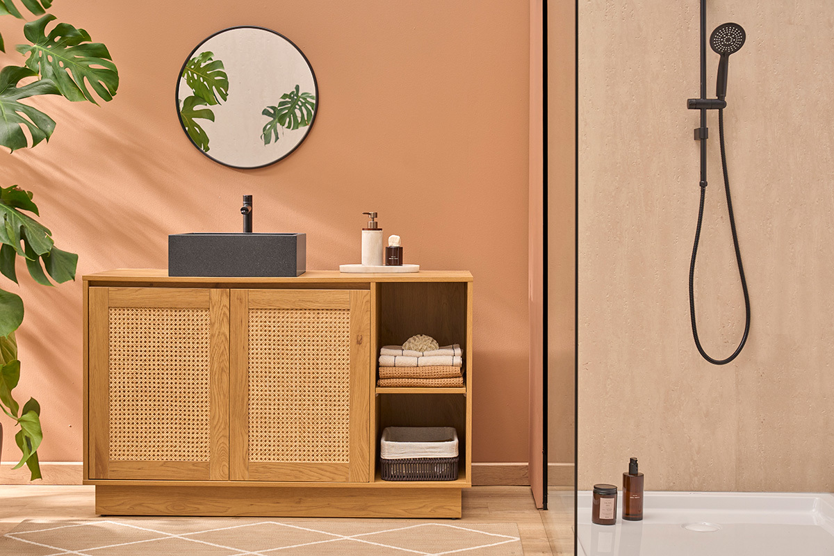 Vasque carr�e en terrazzo noir L40 cm LOUSSA