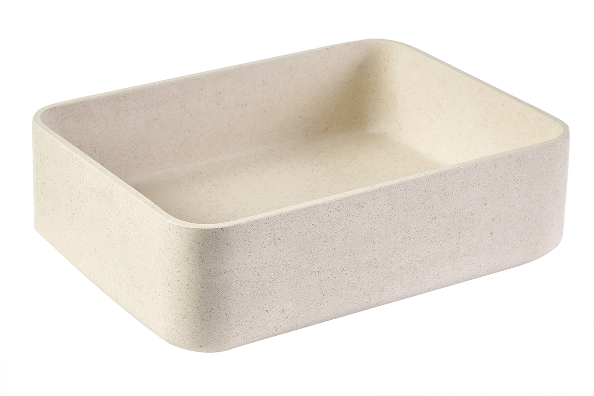 Vasque rectangulaire en pierre naturelle beige L48 cm ALIZEE