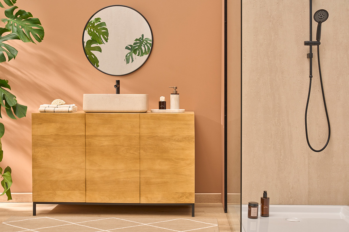 Vasque rectangulaire en pierre naturelle beige L48 cm ALIZEE
