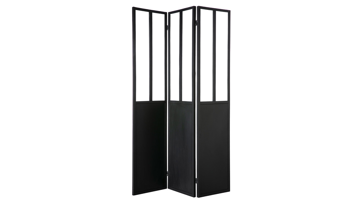 Verrire atelier industrielle en mtal noir et verre 3 vantaux RACK