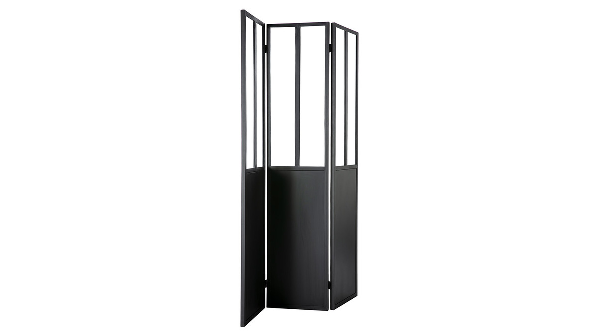 Verrire atelier industrielle en mtal noir et verre 3 vantaux RACK